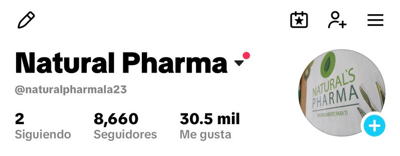 Perfil de TikTok de Natural Pharma, después